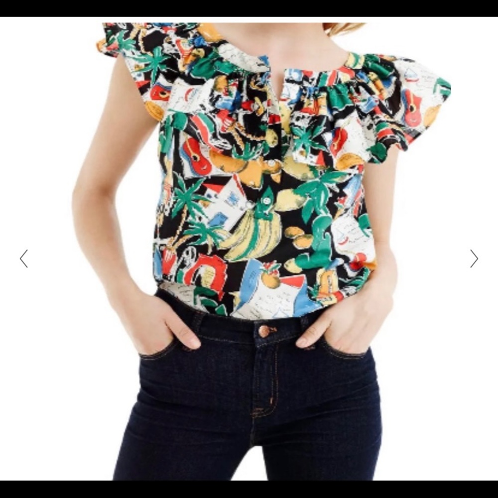 J.crew tropical shirt with postcard print